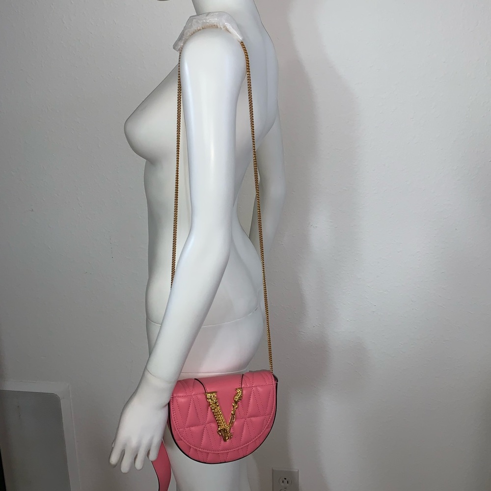 VERSACE Virtus pink quilted leather belt chain bag - Picture 3 of 9
